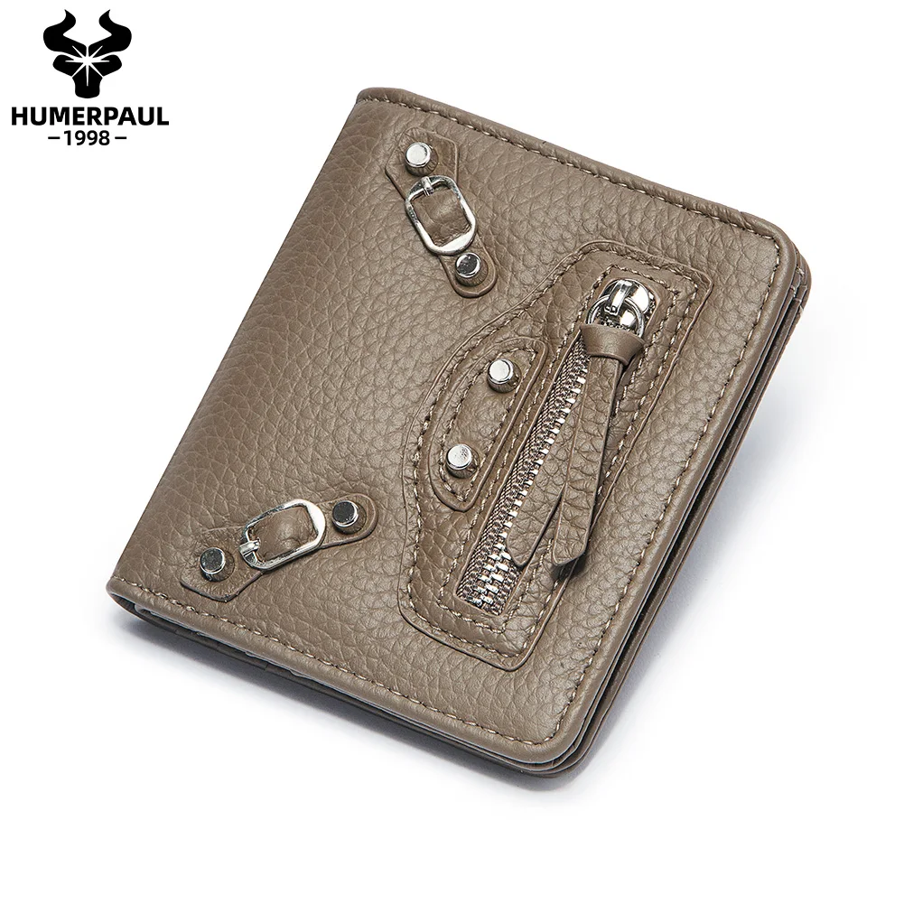 HUMERPAUL 100% Cow Genuine Leather Slim Wallet Women Coin Purse Small Mini Card Holder Female Fashion PORTFOLIO Portomonee Hasp