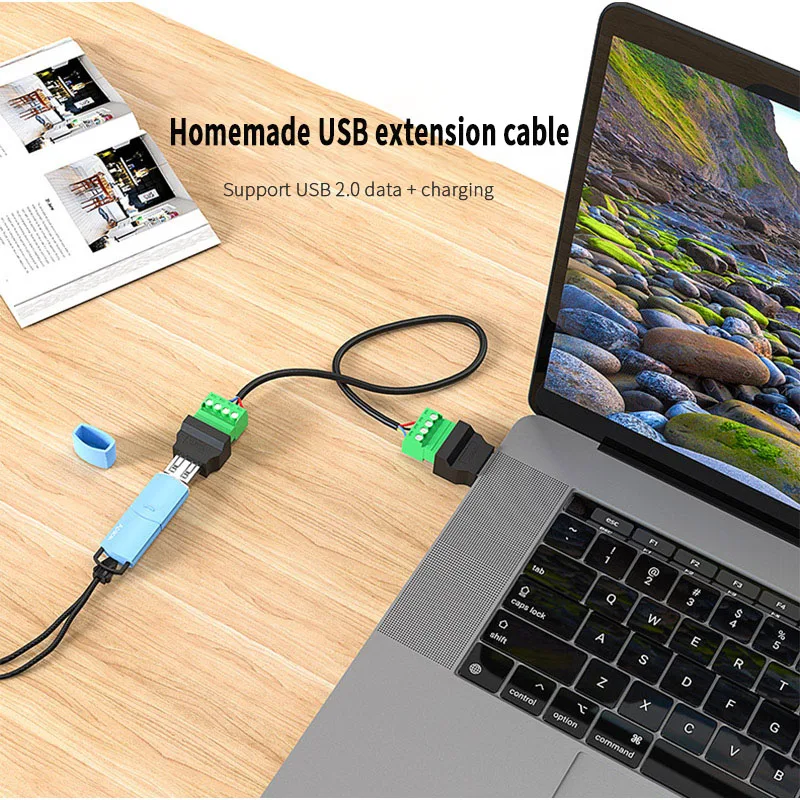 USB 2.0 Tipo A Macho para Fêmea para Conector de Parafuso 4Pin, USB Jack com Shield, Terminal Plug, USB-A Conector