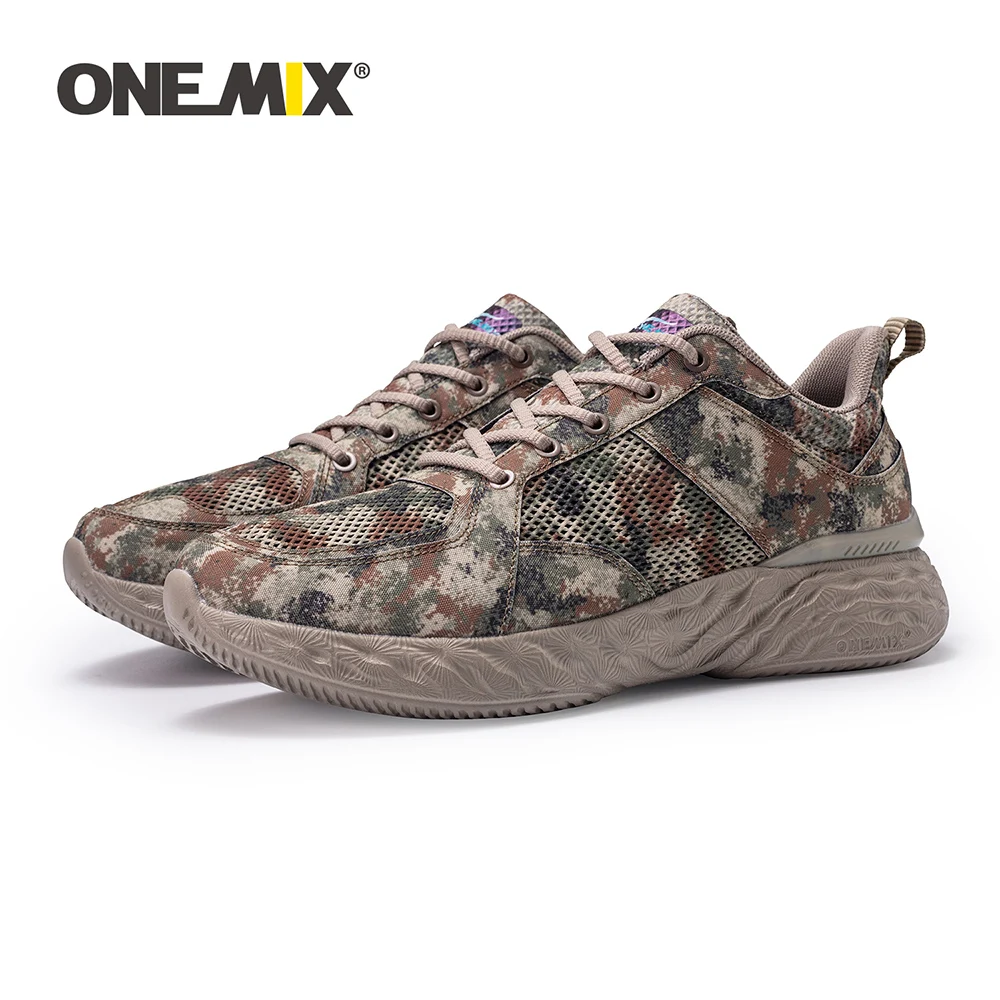 ONEMIX 2023 w nowym stylu trening wojskowy trampki dla mężczyzn miękkie buty sportowe armii oddychające siatkowe buty do chodzenia kamuflażu Sneaker