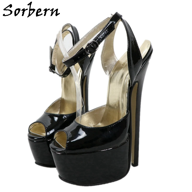 Sorbern 20Cm sandali in vera pelle cinturini incrociati con cinturino alla caviglia scarpe da donna punta aperta cinturino alla caviglia tacchi da