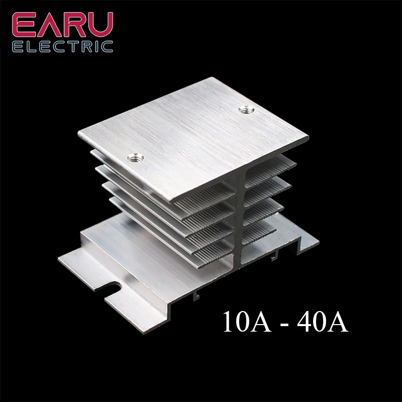 1 pcs New Aluminum Fins Single Phase Solid State Relay SSR 10A to 40A Aluminum Heat Sink Dissipation Radiator Newest  Rail Mount