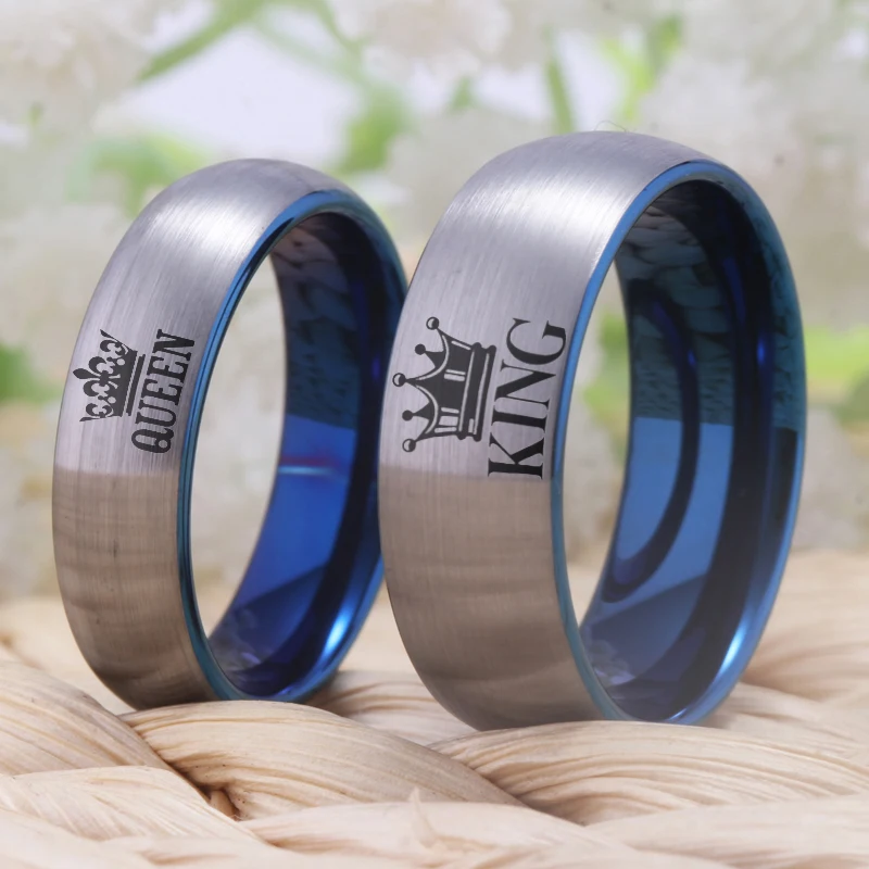 

King and Queen Rings His King Her Queen Crown Rings for Him and Her - Promise Engagement Tungsten Wedding Ring