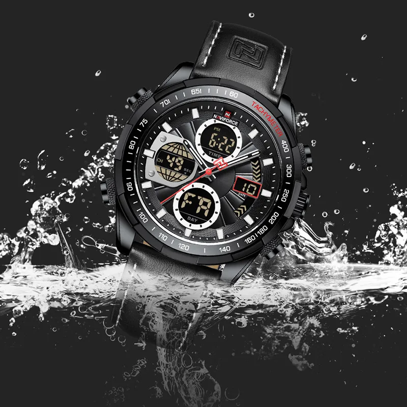 NAVIFORCE New Men\'s Fashion Casual Watches Business Quartz Genuine Leather Wrist Watch Sports Waterproof Clock Relogio Masculino