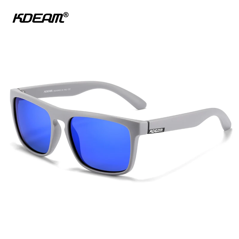 KDEAM 30 Colors Available Top Square Men\'s Sunglasses Polarized and UV400 Protection Translucent Glasses Frame Mirror Lense