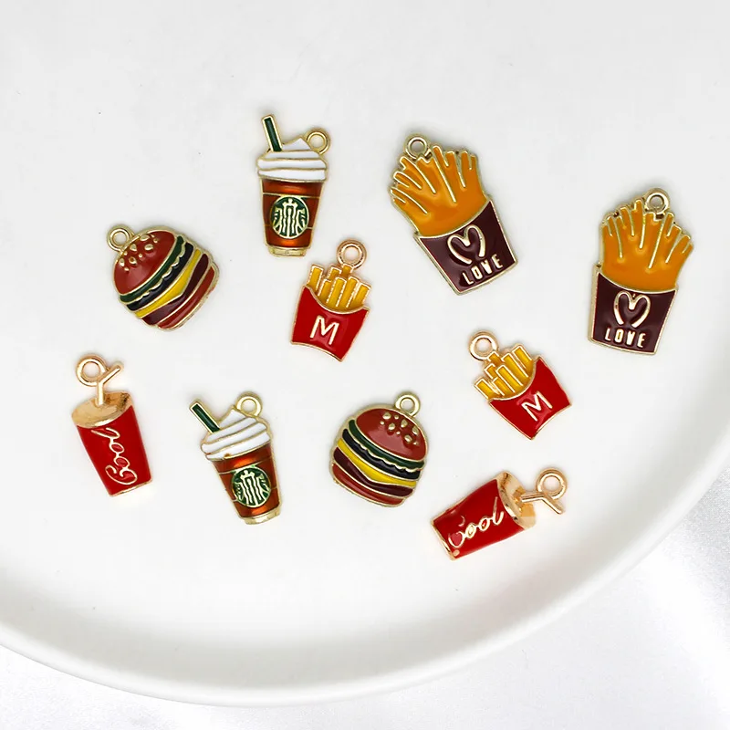 10pcs cute mini cola fries burger charm pendant patch suitable for DIY earrings necklace bracelet fashion jewelry making