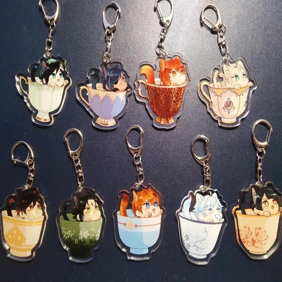 Q Edition Acrylic Keychain Kawayi Genshin Impact Anime Cosplay Super Cute Cat Style Character Accessories