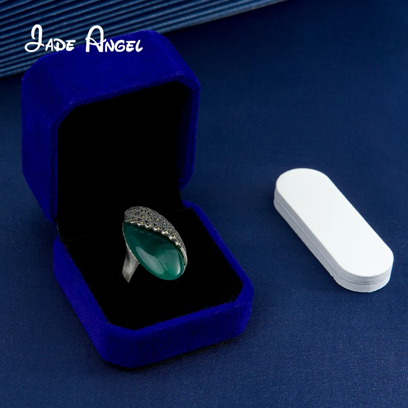 Jode Angel Vintage 925 Sterling Silver Ring for Women Green Chalcedony Fashion Jewelry Exquisite Ladies Ring Wedding Gift