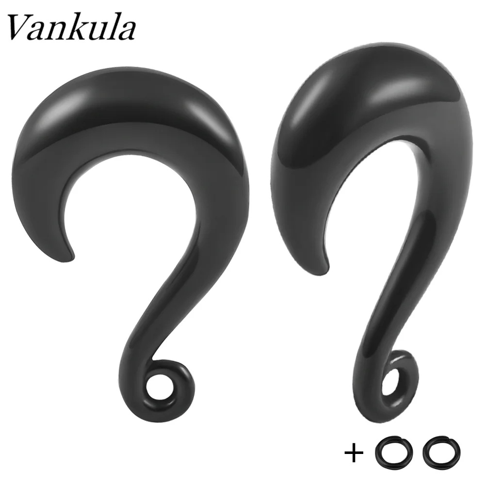 Vankula 2pcs 316L Stainless Steel Spiral Ear Taper Gauges PVD Coating Ear Tunnel Plugs Stretching Ear Hanger Weight 4mm 6mm 8mm