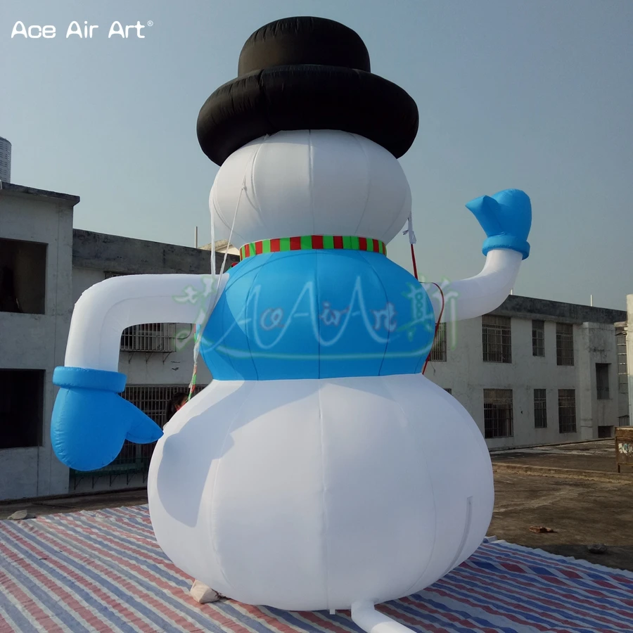 4m H Giant Christmas Inflatable Snowman การ์ตูนรุ่นยอดนิยมยืนสไตล์ Vow ลายเซ็นสําหรับงานปาร์ตี้ตกแต่ง