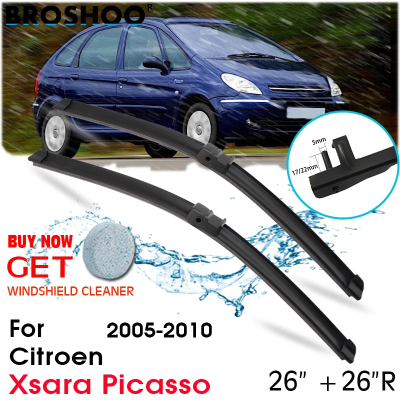 

Car Wiper Blade Front Window Windscreen Windshield Wipers Blades Auto Accessories For Citroen Xsara Picasso 26"+26"R 2005-2010