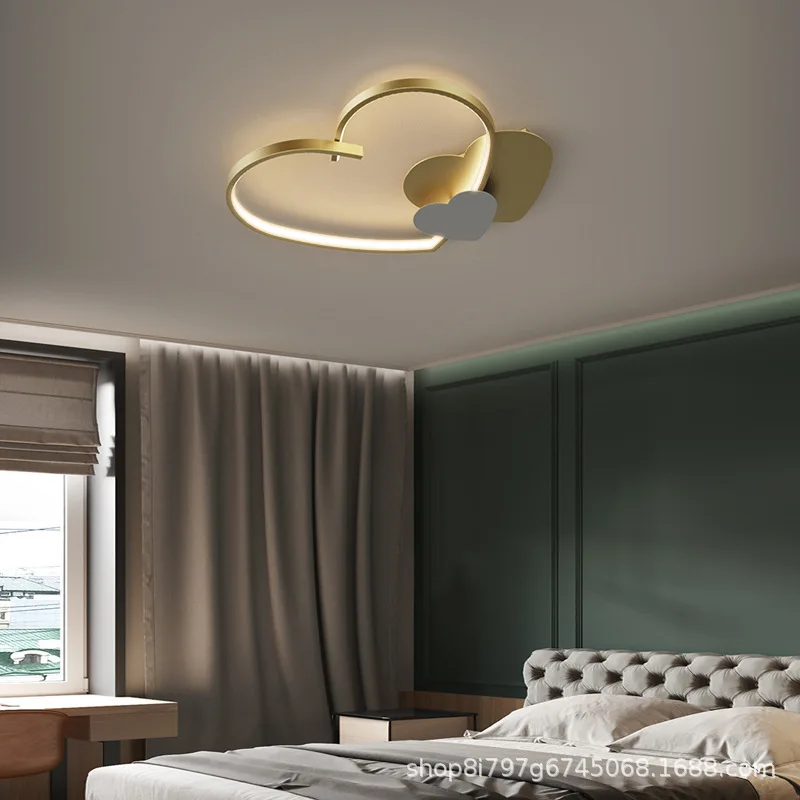 All copper Nordic simple modern creative ceiling lamp romantic and warm lamps and love heart shape lighting