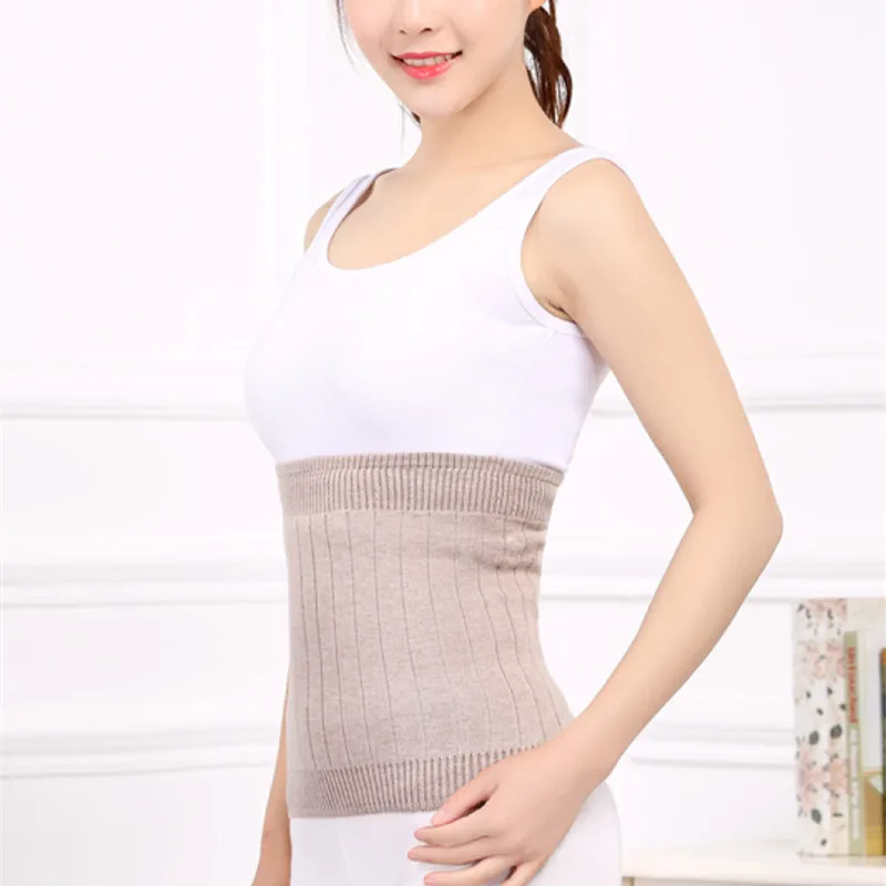 Sparsil Women Elastic Cashmere Knit Waist Back Support Slimming Shaper Cummerbunds Winter Thick Fleece Warm ColdProof Protector