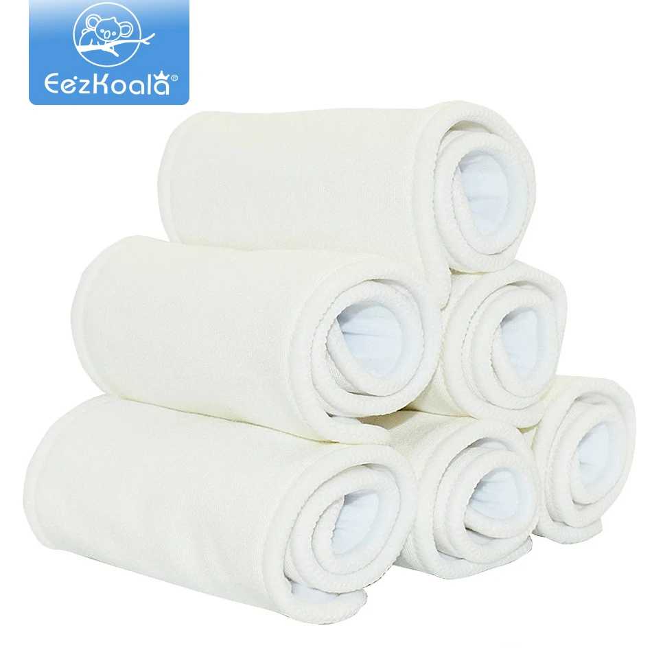 EezKoala 5pcs 4 layers Bamboo Cotton Cloth Diaper Insert Washable Cloth Nappy for Baby Diapers 35*13.5cm