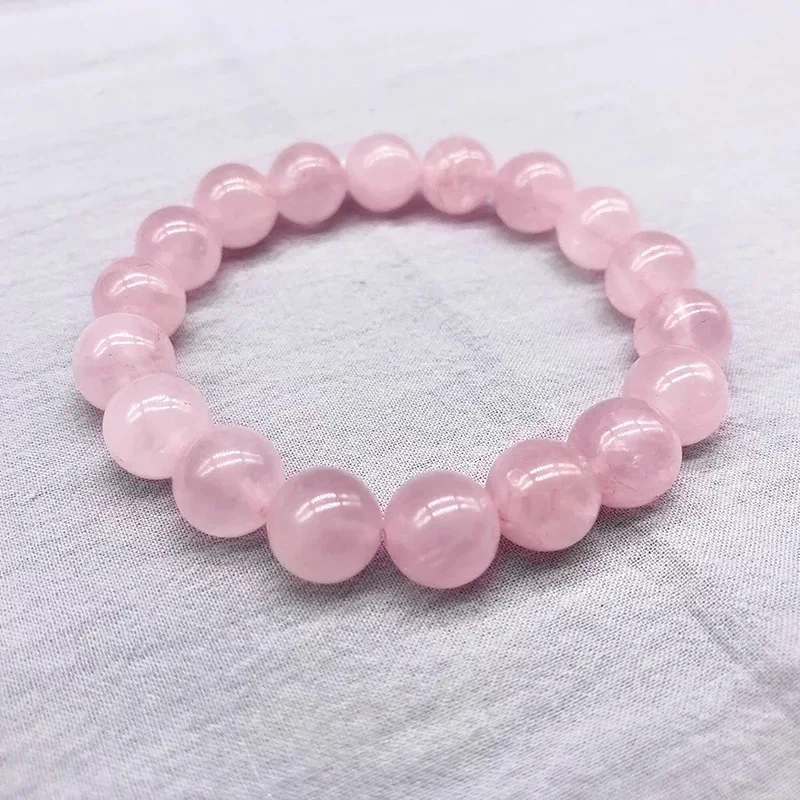 Wholesale  Natural Stone Pink Rose Powder Streche Bracelet Crystal Quartz Elastic Cord Lovers Woman Gift Pulserase Jewelry Beads