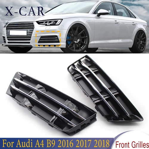 Imagen 1 del producto X-CAR parachoques delantero luz antiniebla lámpara cubierta de rejilla marco para Audi A4 B9 2016 2017 2018 8W 0807681 R 8W 0807682 R.