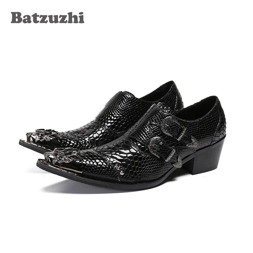 Batzuzhi Luxury Handmade Men Shoes Black Genuine Leather Dress Shoes Chaussure Homme Luxury Male Formal Party Flats Shoes,US6-12