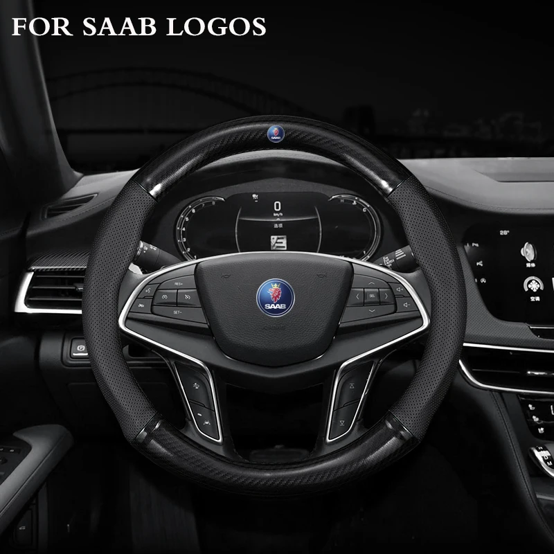 

New Leather Car Steering Wheel Cover with SAAB Logos for SAAB 93 95 9-3 9-5 Automotive Interior Accessories