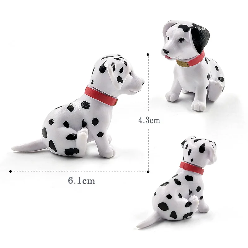 6pcs Dalmatian Puppy Spot Dog Figurine Cartoon Animal Model Home Decor Miniature Fairy Garden Decoration DIY Accessories Modern