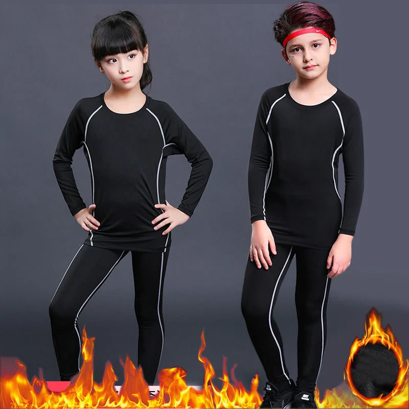 Winter Warm Thermal Underwear Set Children Boys Girls Plus Velvet Warm Thermo Underwear Masculino Long Johns Lucky Johns Fitness