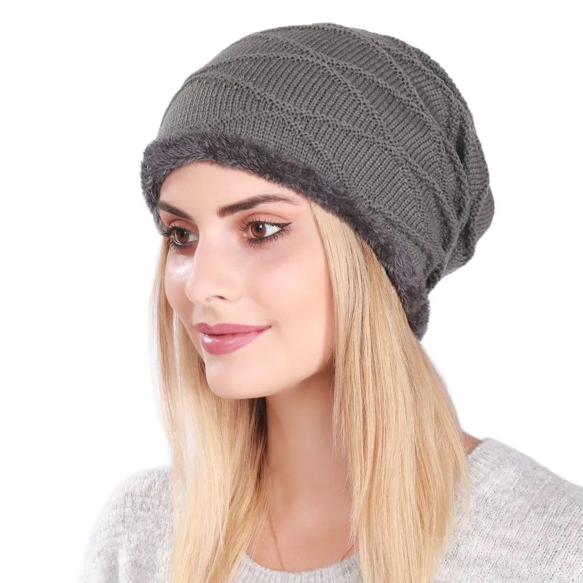 New Cool Winter Warm Thick Women's Hat Skullies Beanies Cap Lady Female Soft Comfortable Trendy Knitted Cap Hat For Women