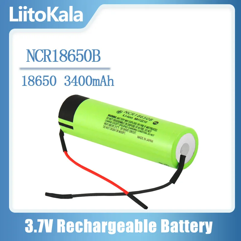 Liitokala جديد الأصلي NCR18650B 3.7 فولت 3400mAh 18650 بطارية ليثيوم قابلة للشحن لبطارية الطاقة المتنقلة + لتقوم بها بنفسك ليني