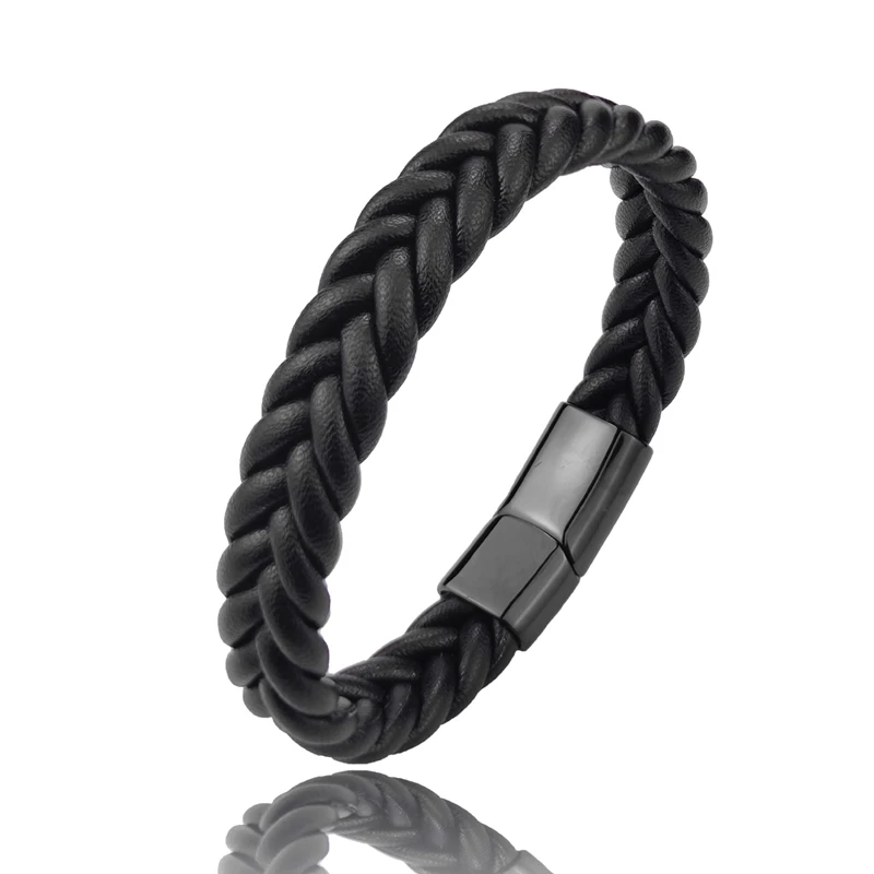 Luxury Multicolor Wax Rope Winding Design Classic Stainless Steel Men's Leather Bracelet Choose Handsome Men's Christmas Gifts