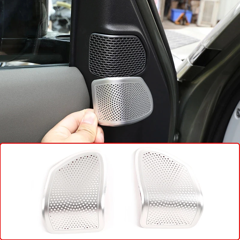 

Aluminum Alloy Silver Car Door Audio Speaker Tweeter Decoration Cover For Land Rover Defender 110 130 2020-2021 Car Accessories