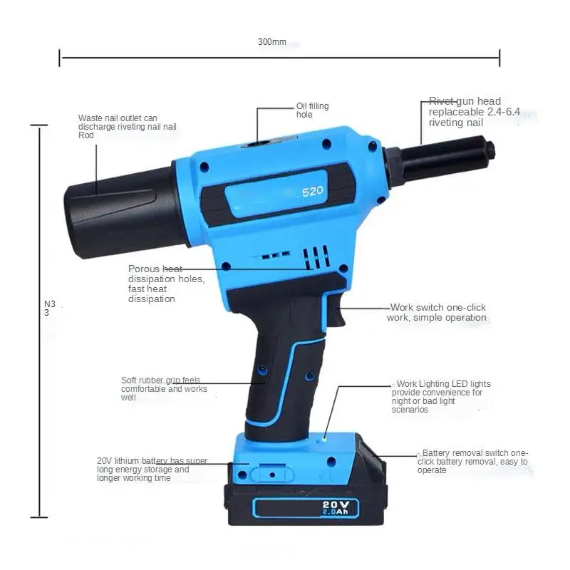 Electric Rivet Gun Power Riveting Tool Automatic Blind Riveter Rivet Nut 1/4\