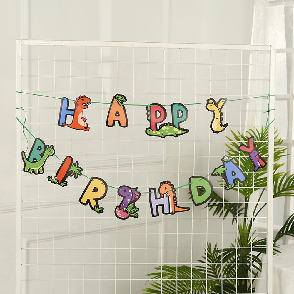 

Disposable Tableware Dinosaur Theme Boys And Girls Birthday Package Party Layout Children'S Balloon Background Wall Decoration