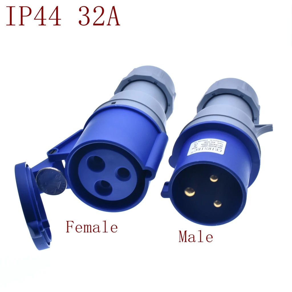 Industrial Plug Connector 32A-6H 220-250V waterproof dustproof IP44 2P+PE Industrial Socket 3P Female/Male socket