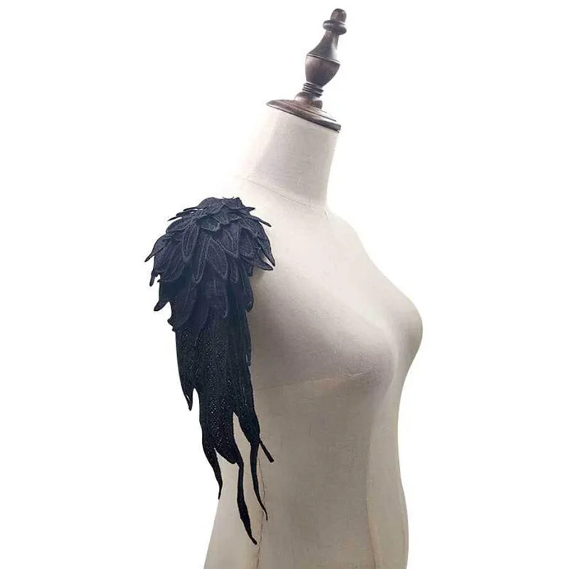 

20 шт. кружевных аппликаций в форме крыльев ангела, черные, белые, красные, розовые, для самостоятельного декора одежды, тканевых изделий, свадебных платьев, носков, рукавов