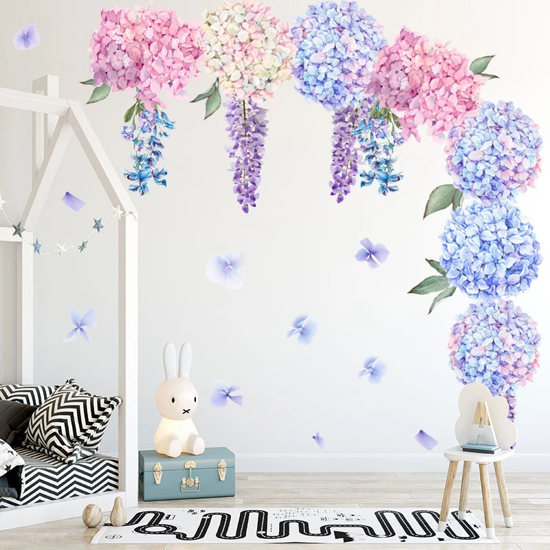 Large Purple Lavender Flower Ball Wall Sticker Combination, Self-adhesive Decal for Living Room, Bedroom, Furniture, 30x60cm x 2