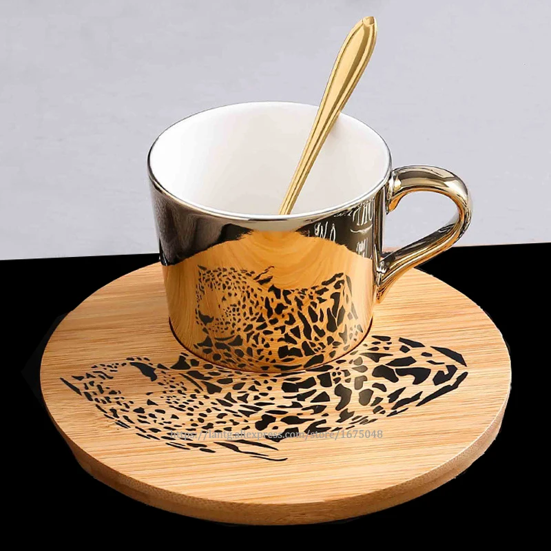 Reflection Mug Cartoon Panada anamorphic cup leopard mug The Mirror Collection ceramic coffee cups and saucers