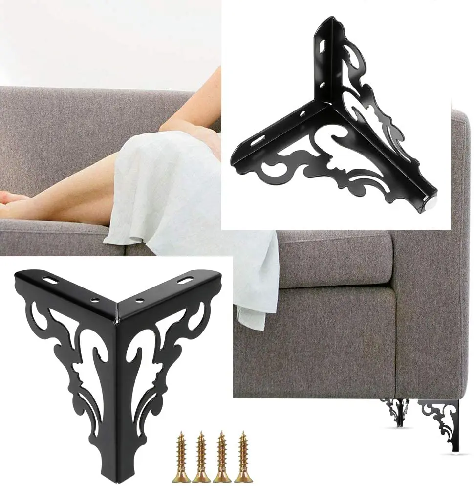 4pcs Metal Furniture Legs Feet, Pattern Hollow table legs，Modern Sofa Legs Bed Table Accessories Cabinet Replacement foot