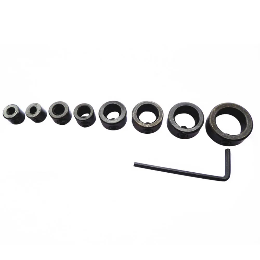 9PCS 3-16 mm Woodworking Drill Bit Shaft Depth Stop Collars limiter Ring Positioner Locator Woodworking Tool Set With Wrench