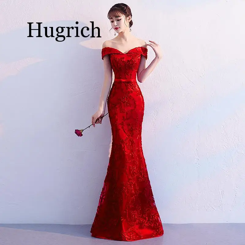 

Sexy Women Slim Lace Banquet Mermaid Party Dress Elegant Floor Length Flower Tulle Robe De Soiree 2021