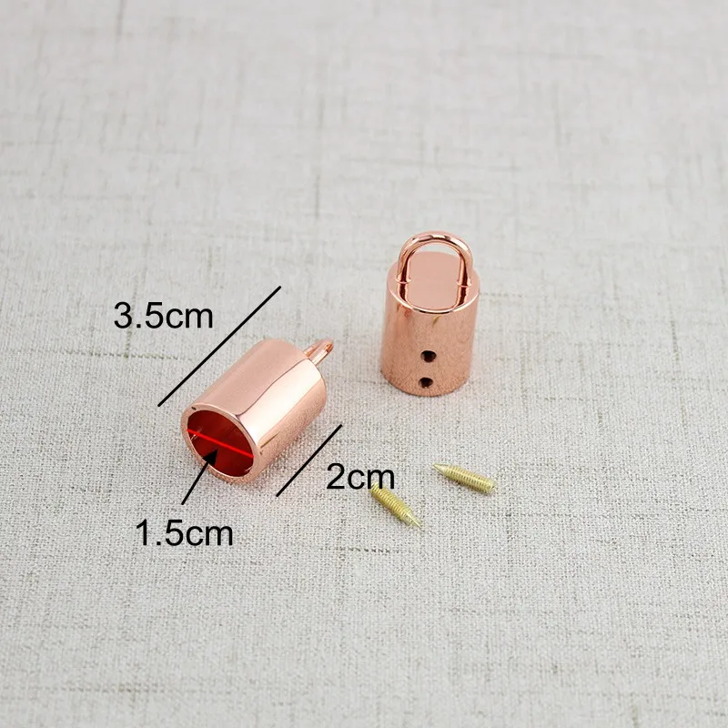 10pcs 2*1.5cm Rose Gold Fashion handbag leather stopper metal tassel ornament cap for bag purse
