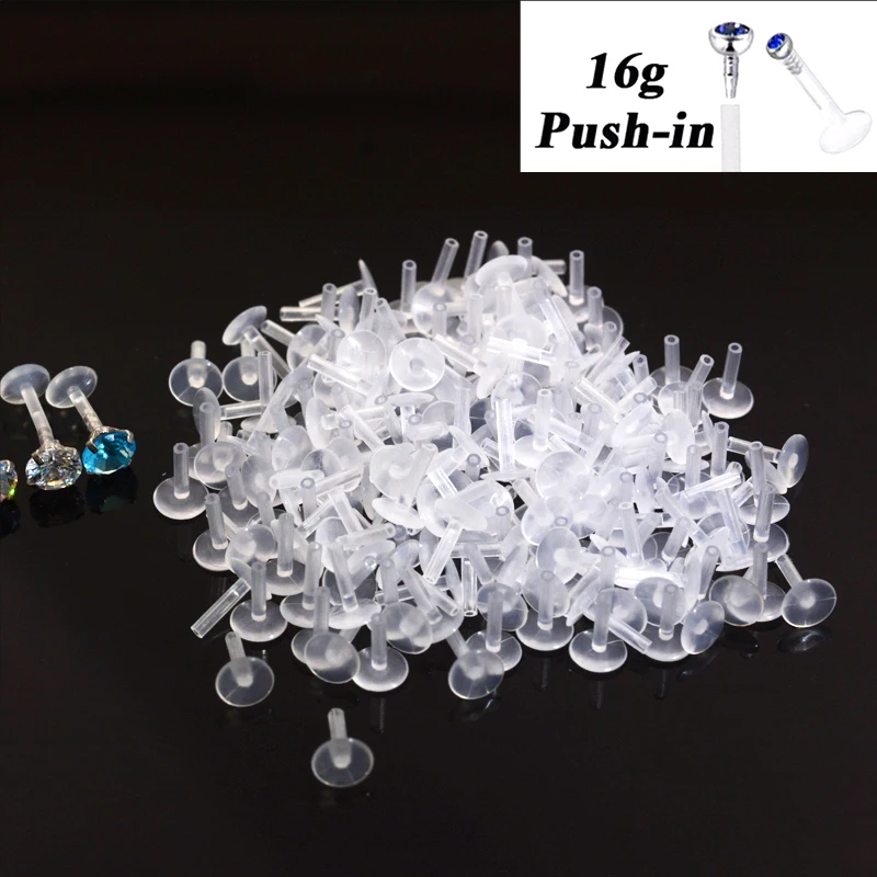 10-100Pcs 16G Anti-allergy Acrylic Base For Labret Lip Piercing Ring Earring  Internally Threaded Base Lip Piercing Body Jewelry