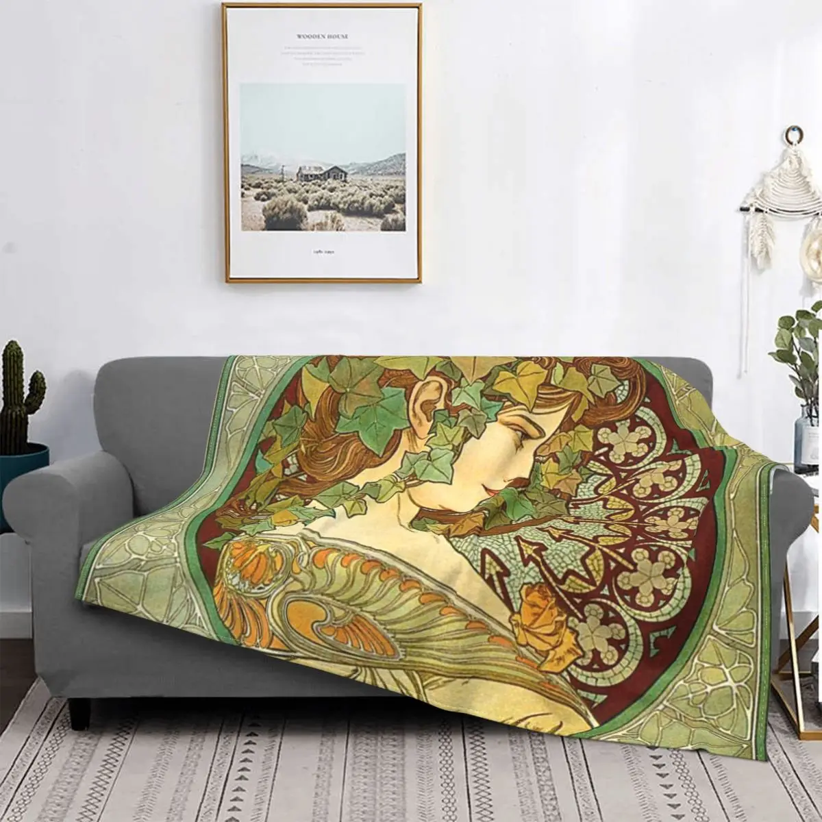 Alphonse Mucha Laura 1901 Knitted Blankets Flannel Vintage Beautiful Women Warm Throw Blanket for Outdoor Travel Bedroom Quilt