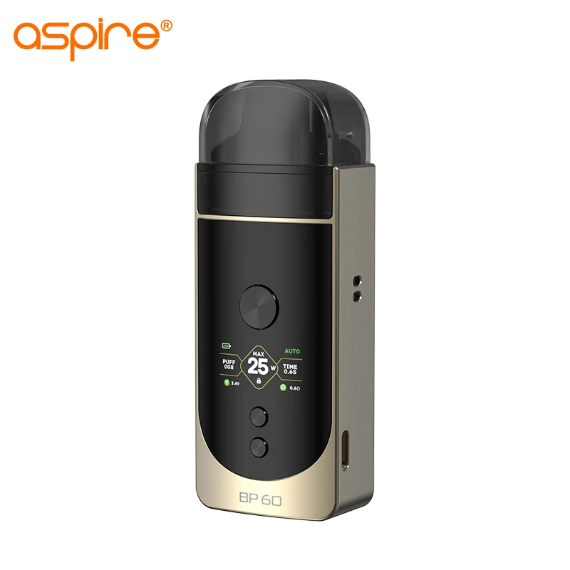 Original Aspire Vape BP60 Kit Electronic Cigarette Mod Battery 1400mAh Ecig Pod System Set Mesh Coil 0.3/0.6/1.0ohm E-Cigarette