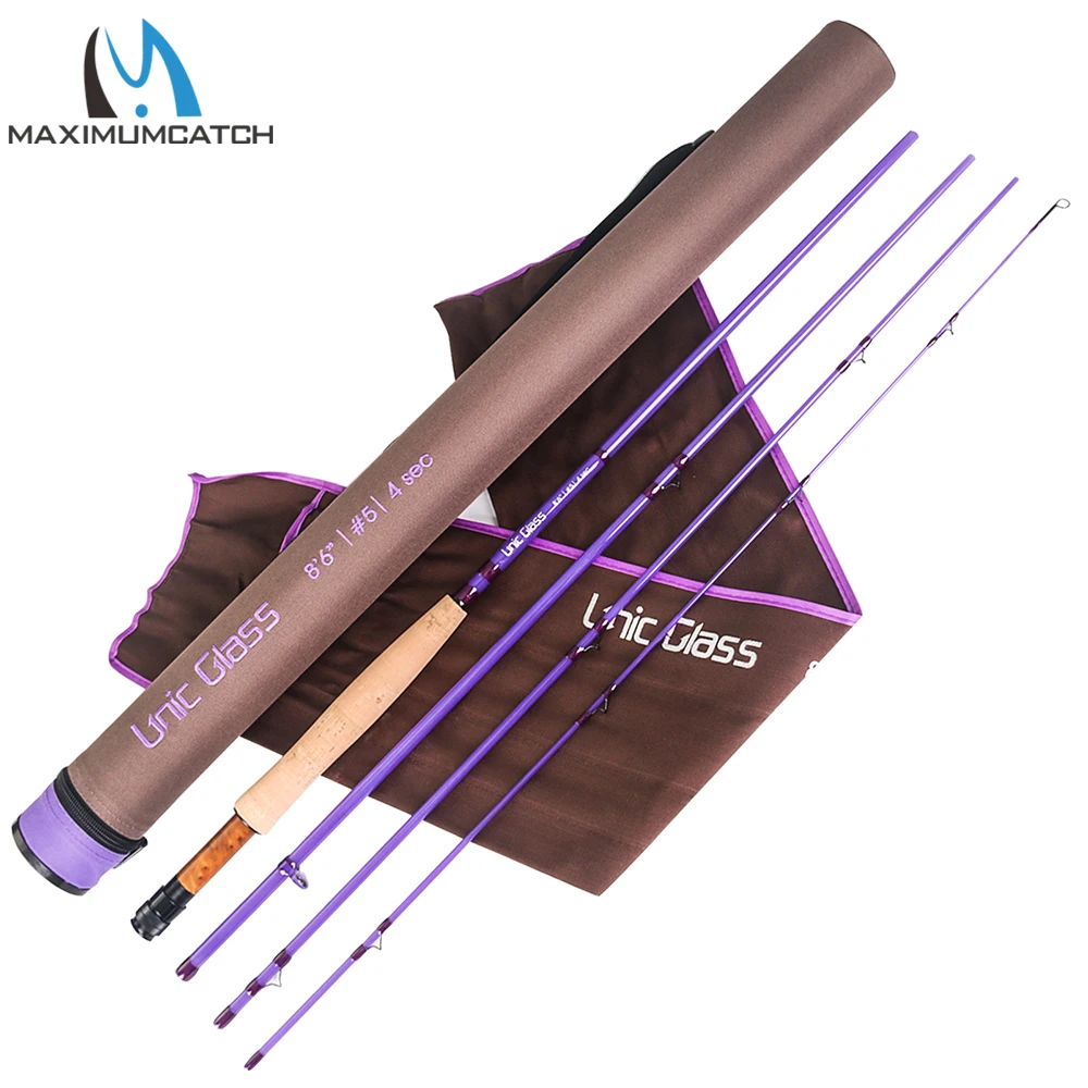 

Maximumcatch Unic Fiberglass 3/4/5wt Fast Action Fly Fishing Rod 7/8/8.6ft Carbon Glass Blank Fly Rod Purple Color