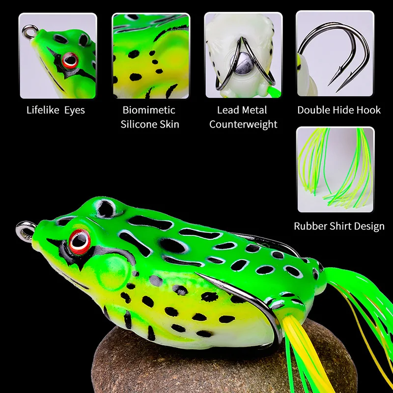 1PCS Frog Soft Silicone Bait 3D Eyes Rubber Fishing Lures 6g 9g 12g Artificial Bait With Double Hooks Frog Topwater Wobblers