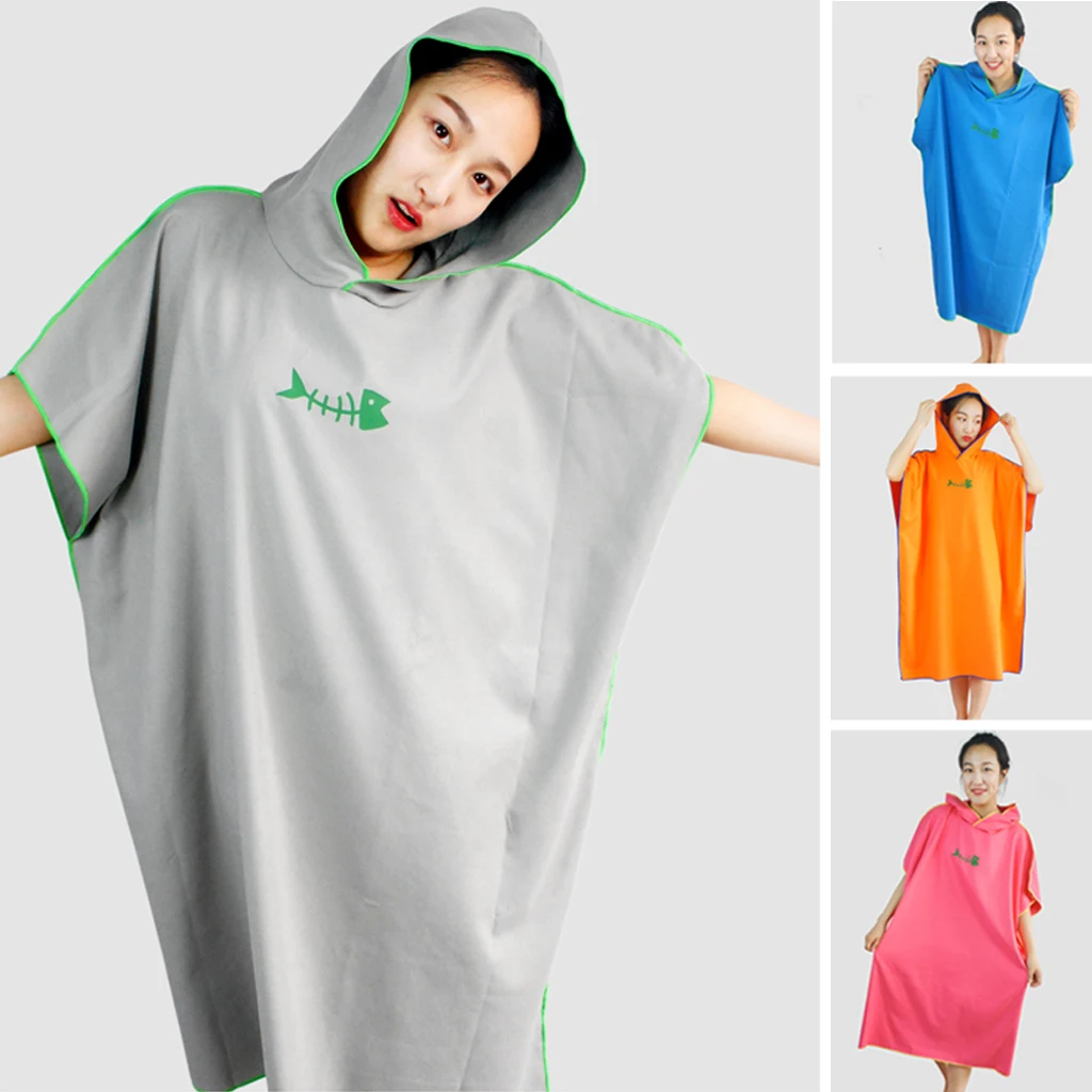 Microfiber Wetsuit Robes Cape Hooded Poncho Quick-drying Swimming Hooded Towel Beach Surfing Poncho Compact Light Open Towel