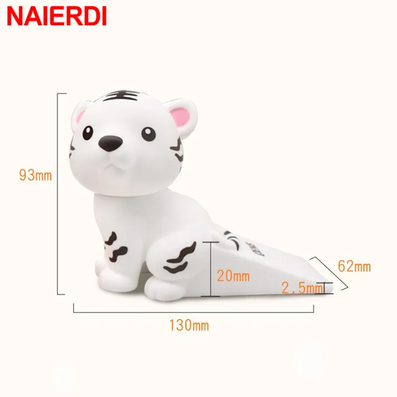 NAIERDI Safety Creative Cartoon Door Stopper Silicone Tiger Home Door Stop Wedge Door Catcher Children Toy Security Baby Protect