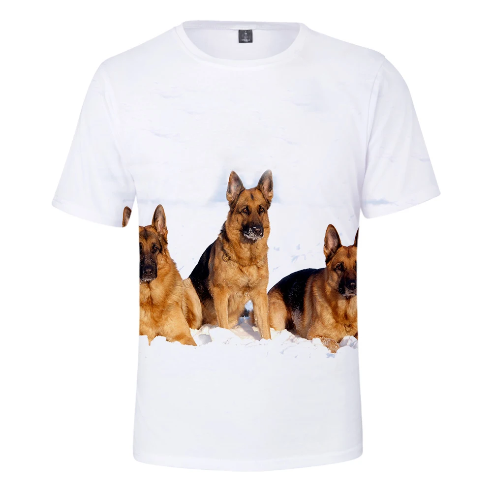 Personality t shirt 3D Print German Shepherd T-shirt Men/Women Cute Dog Clothes Young Summer Fashion German Shepherd Crewneck ja