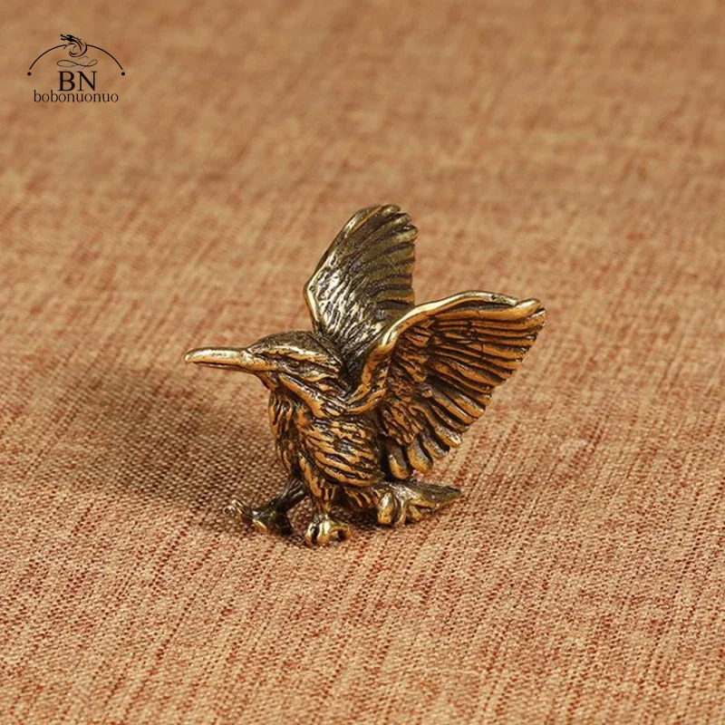 Brass Solid Copper Open Wing Mini Eagle Bird Art Model Home Living Room Office Tea House Yoga Room Decor Statues Sculpture Gift