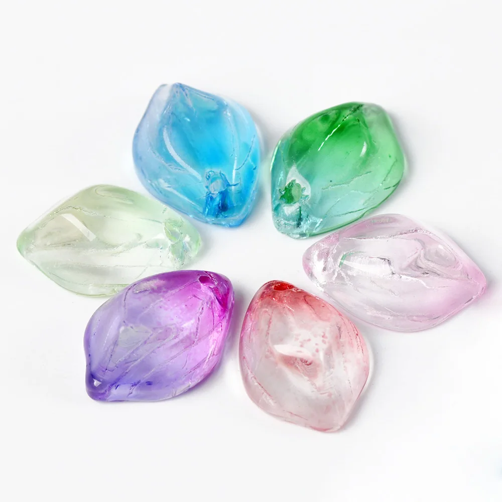 10pcs 13mm x 9mm Petal Shape Crystal Glass Loose Crafts Beads Top Drilled Pendants for Earring Jewelry Making DIY Crafts