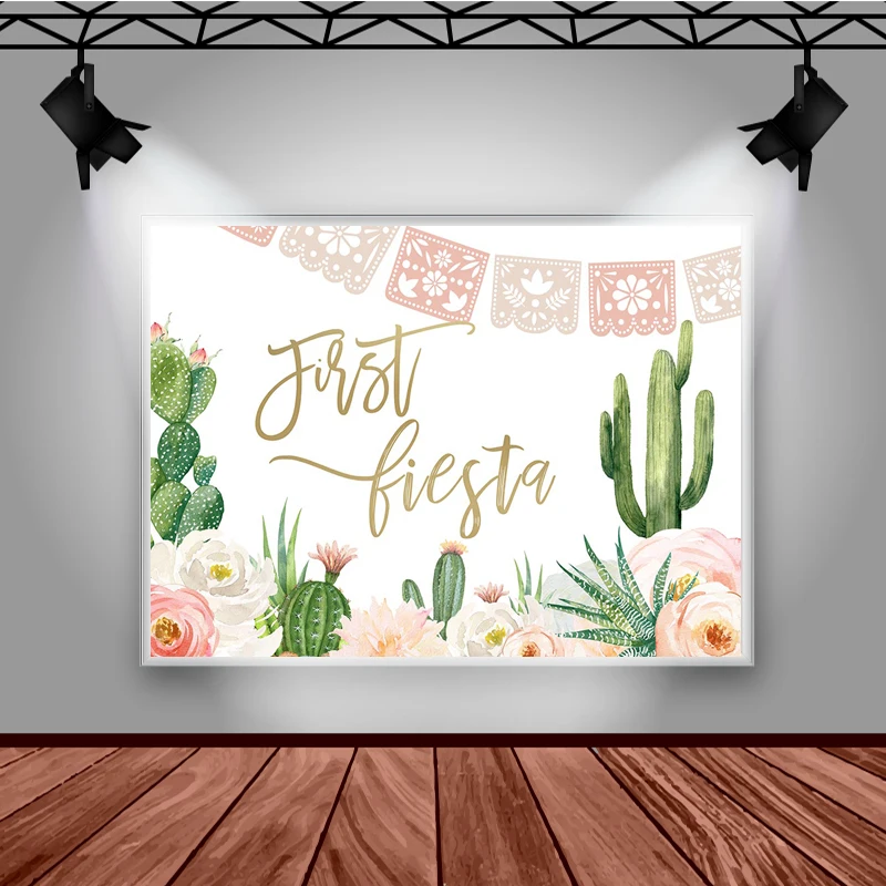 Moclicka Shower bayi fotografi latar belakang bunga kaktus Bunting dekorasi Anak potret latar belakang Studio