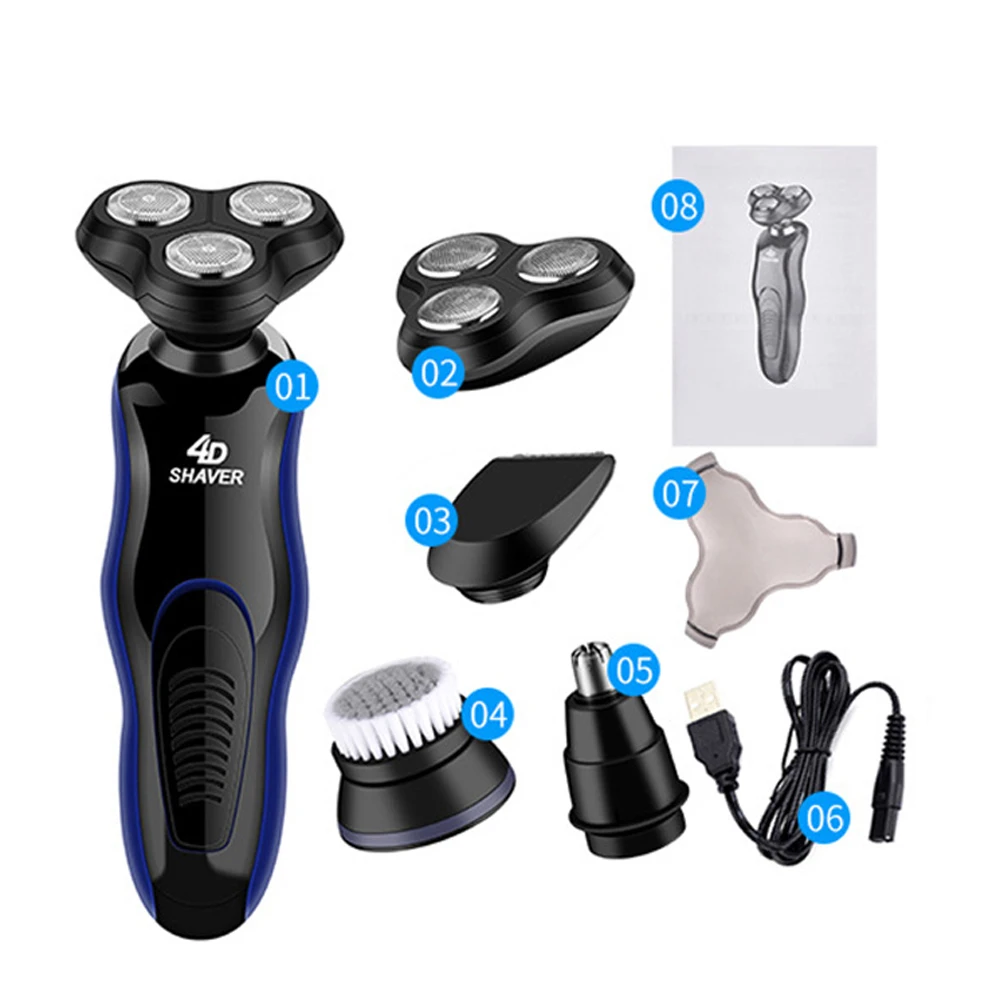 Novo kit barbeador elétrico com display digital, aparador de barba e cabelo, barbeador elétrico seco e molhado, máquina de barbear para homens