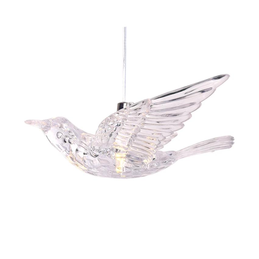 

Creative LED clear bird pendant lights living room corridor aisle decoration aerial pendant hotel hanging Acrylic lamps fixtures